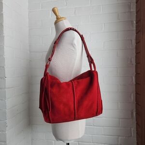 The Sak Los Feliz Hobo Shoulder Bag Leather Red Suede Slouchy